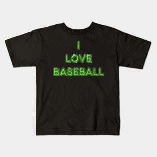 I Love Baseball - Green Kids T-Shirt